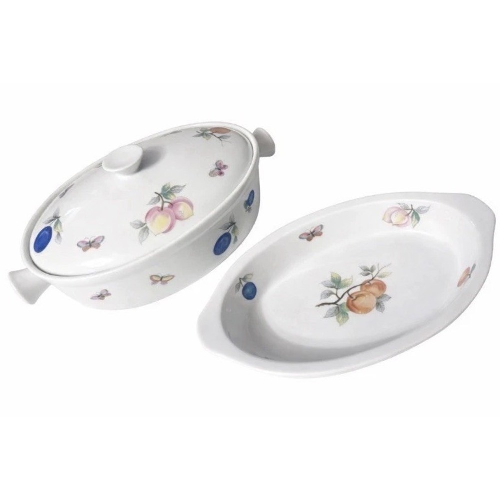 Vintage Andrea by Sadek Fruit Ceramic Casserole & Oval Serving Dish Set - Japan